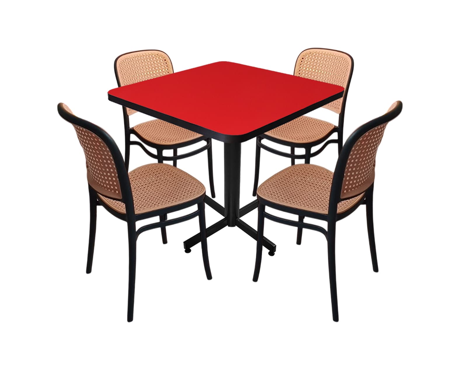 Conjunto Modelo Tulum Rojo Brillante - estándar 4 sillas