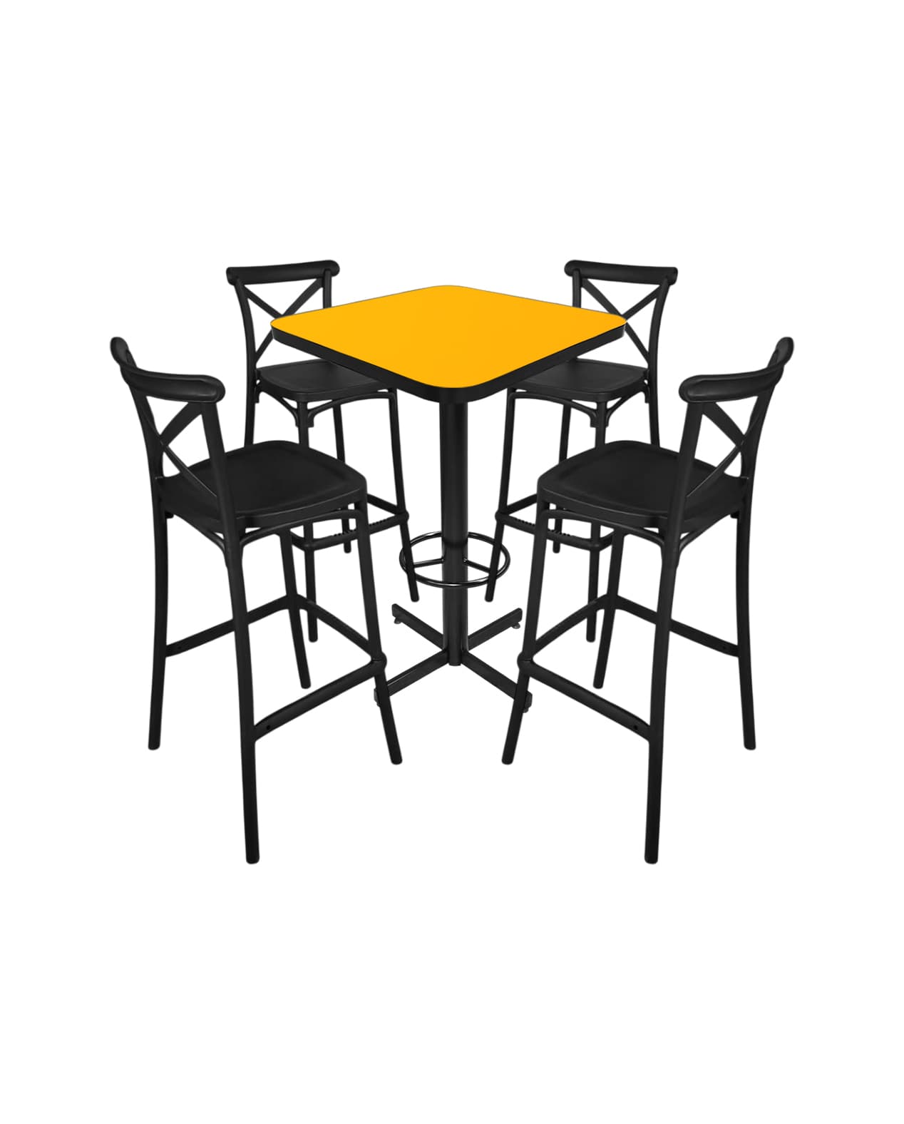 Conjunto Periquero Modelo Crossback Amarillo Liso- 4 bancos