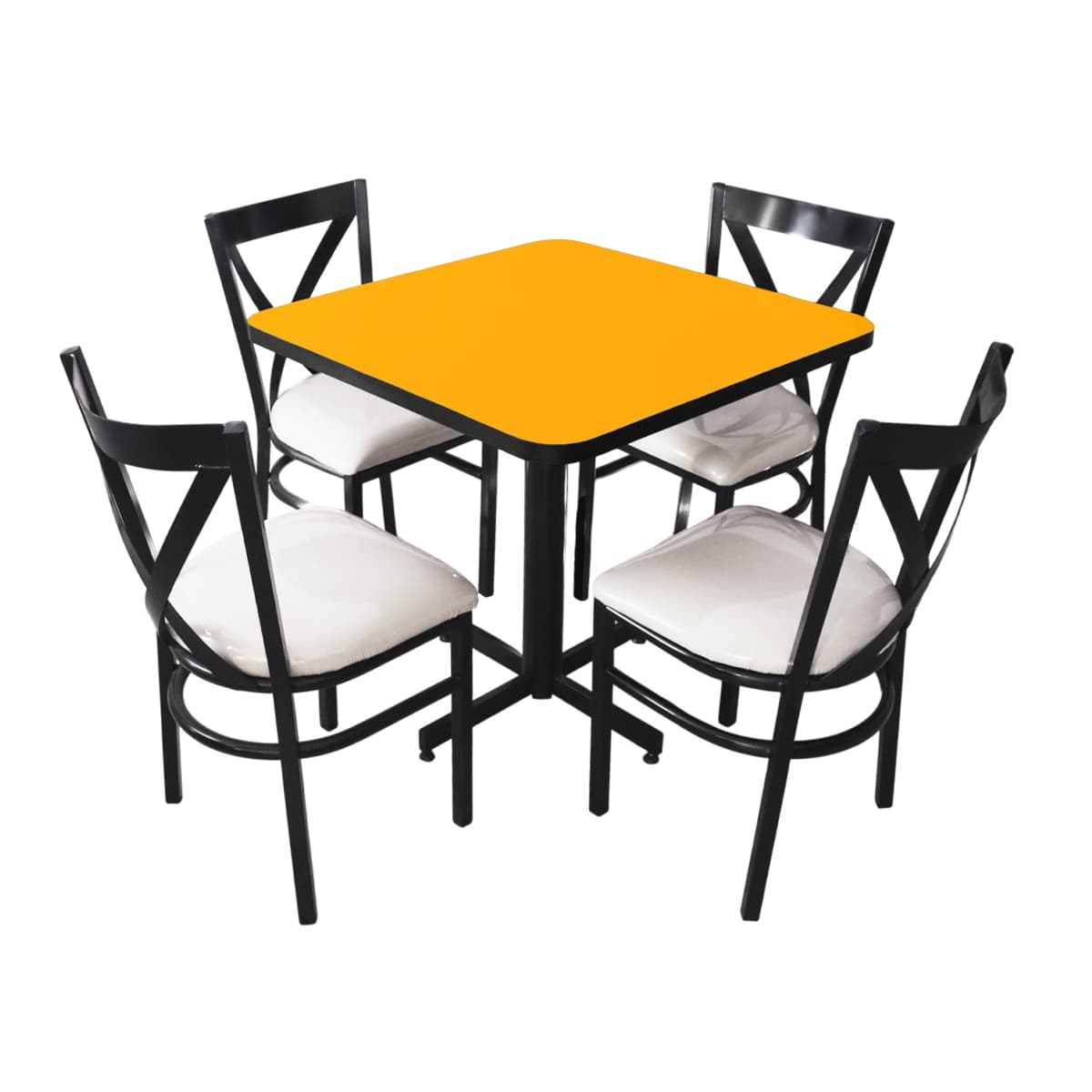 Conjunto Modelo Roma Amarillo Liso - estándar 4 sillas