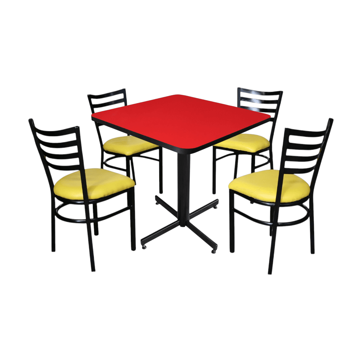 Conjunto Modelo Italia Rojo Liso Brillante - estándar 4 sillas