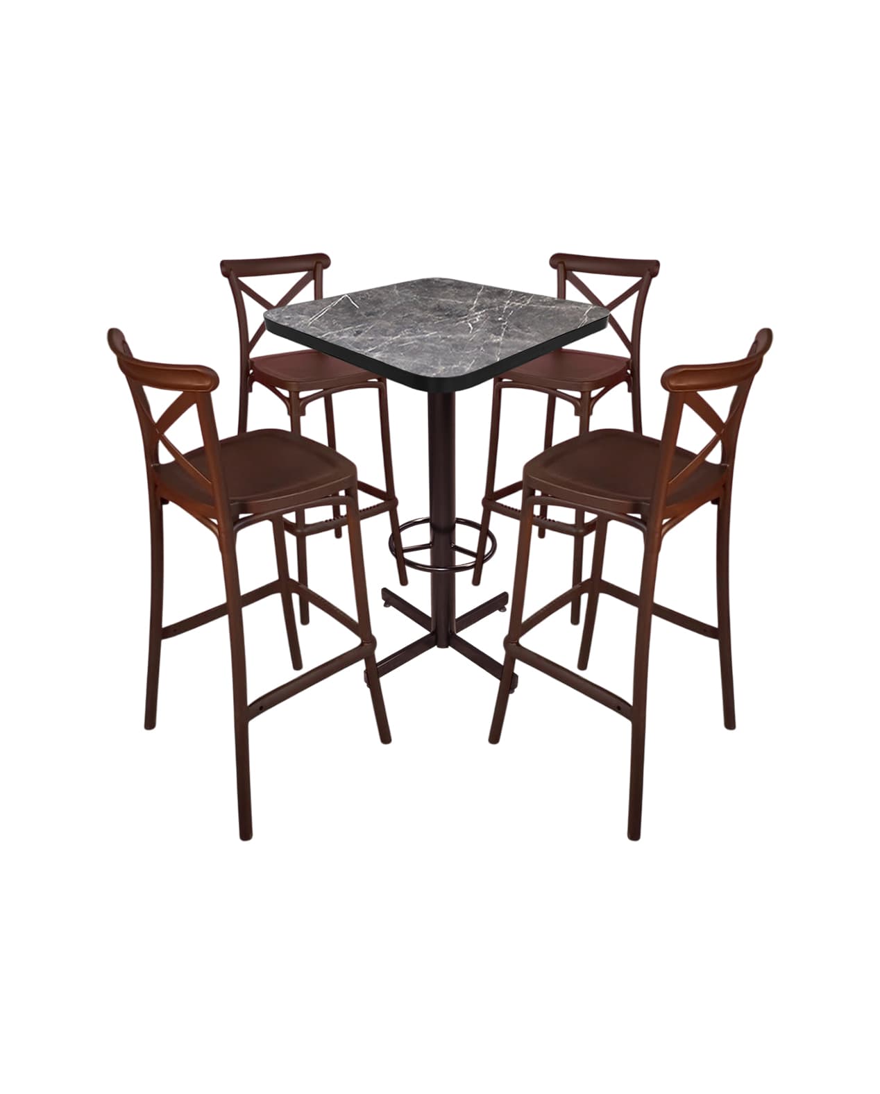 Conjunto Periquero Modelo Crossback Gris Carrara - 4 bancos view 2
