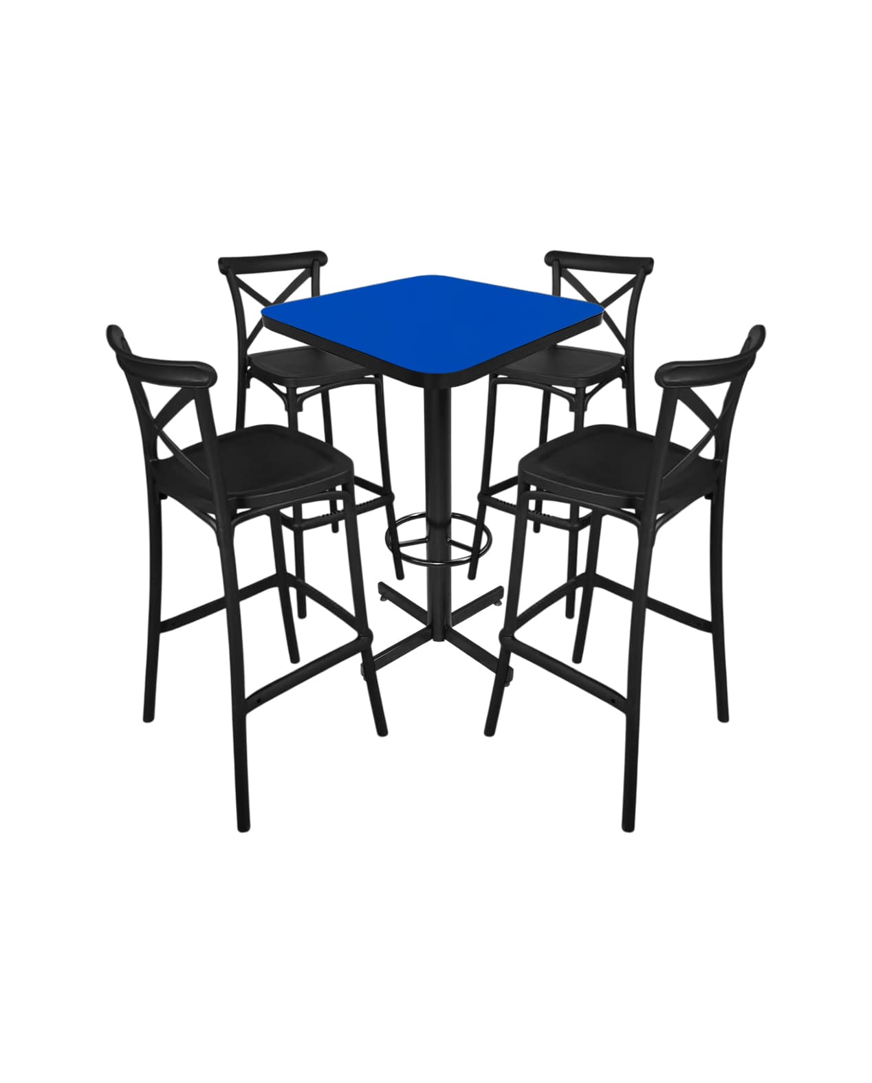 Conjunto Periquero Modelo Crossback Azul Rey - 4 bancos