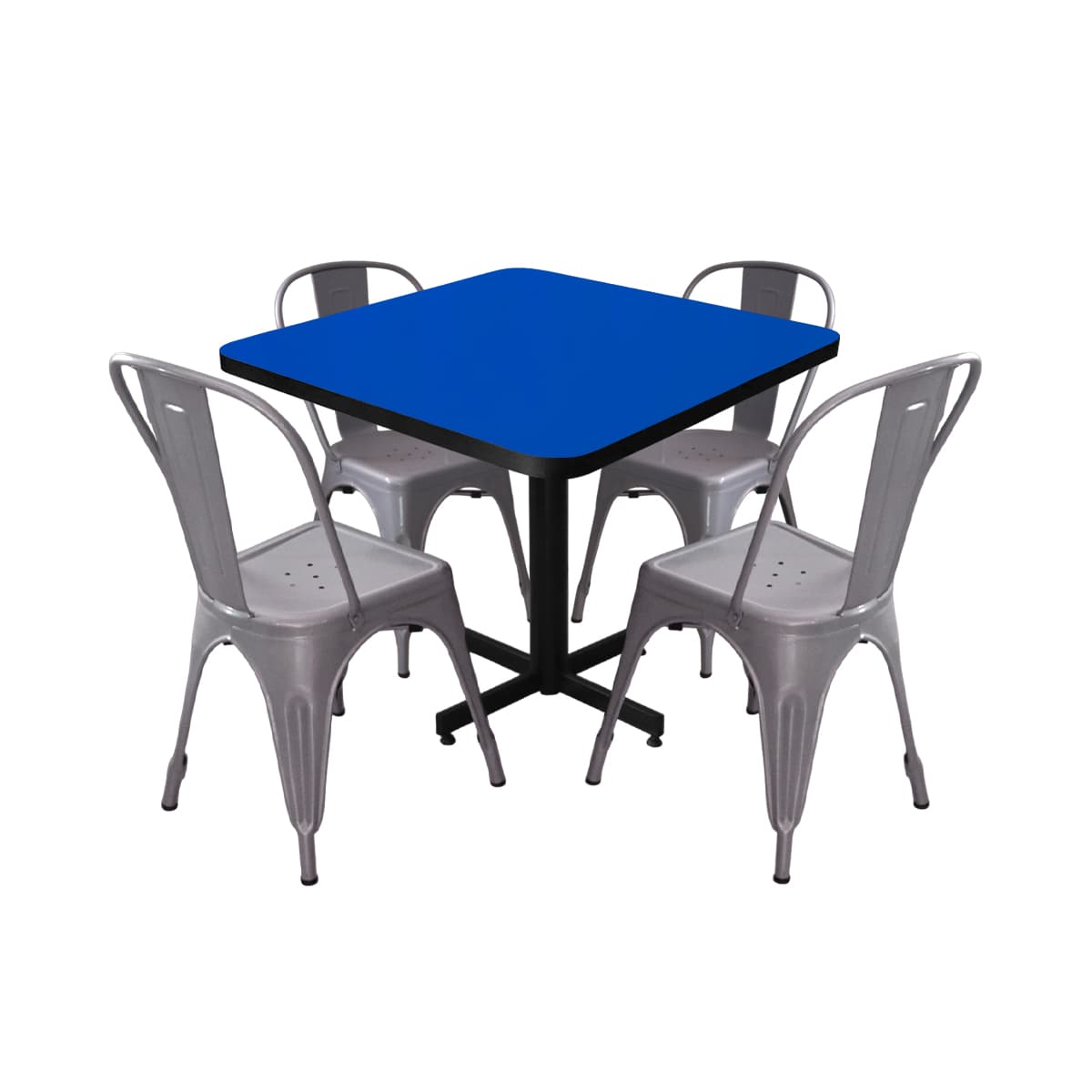 Conjunto Modelo Tolix Azul Rey - estándar 4 sillas