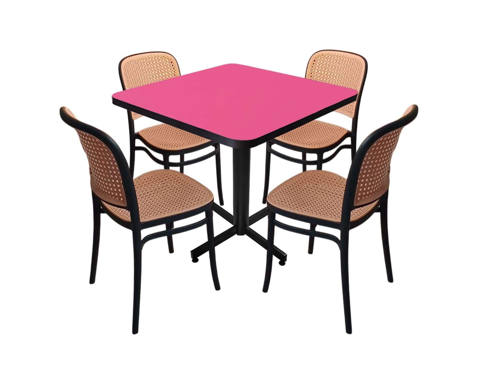 Conjunto Modelo Tulum Rosa Mate - estándar 4 sillas