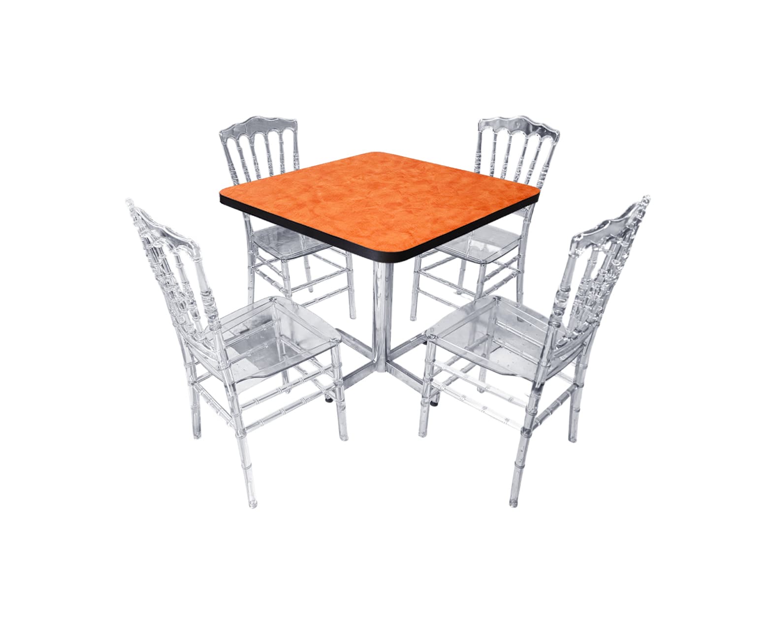 Conjunto Modelo Tiffany Naranja Deslavado - estándar 4 sillas