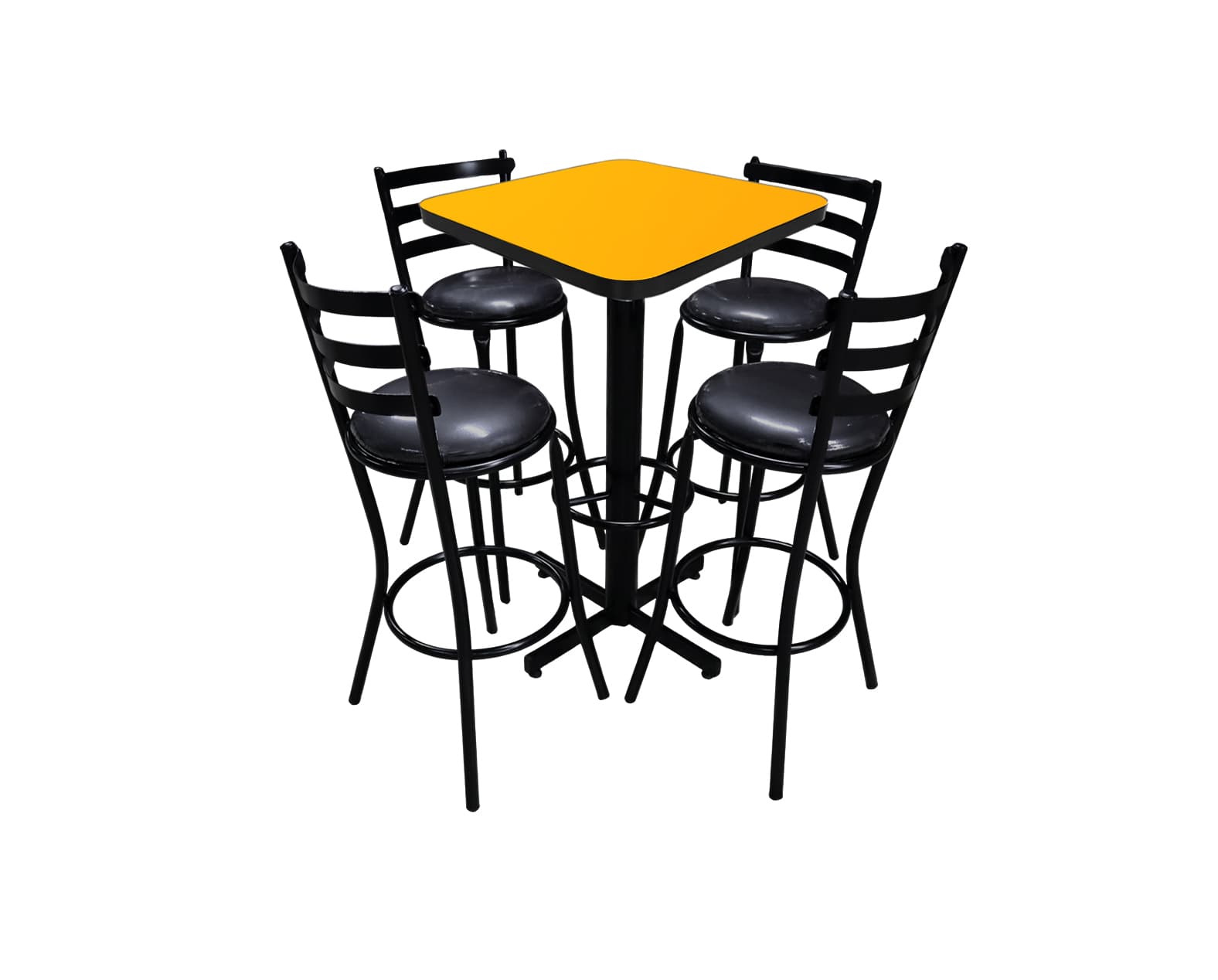 Conjunto Periquero Modelo Solera Amarillo Liso - 4 bancos