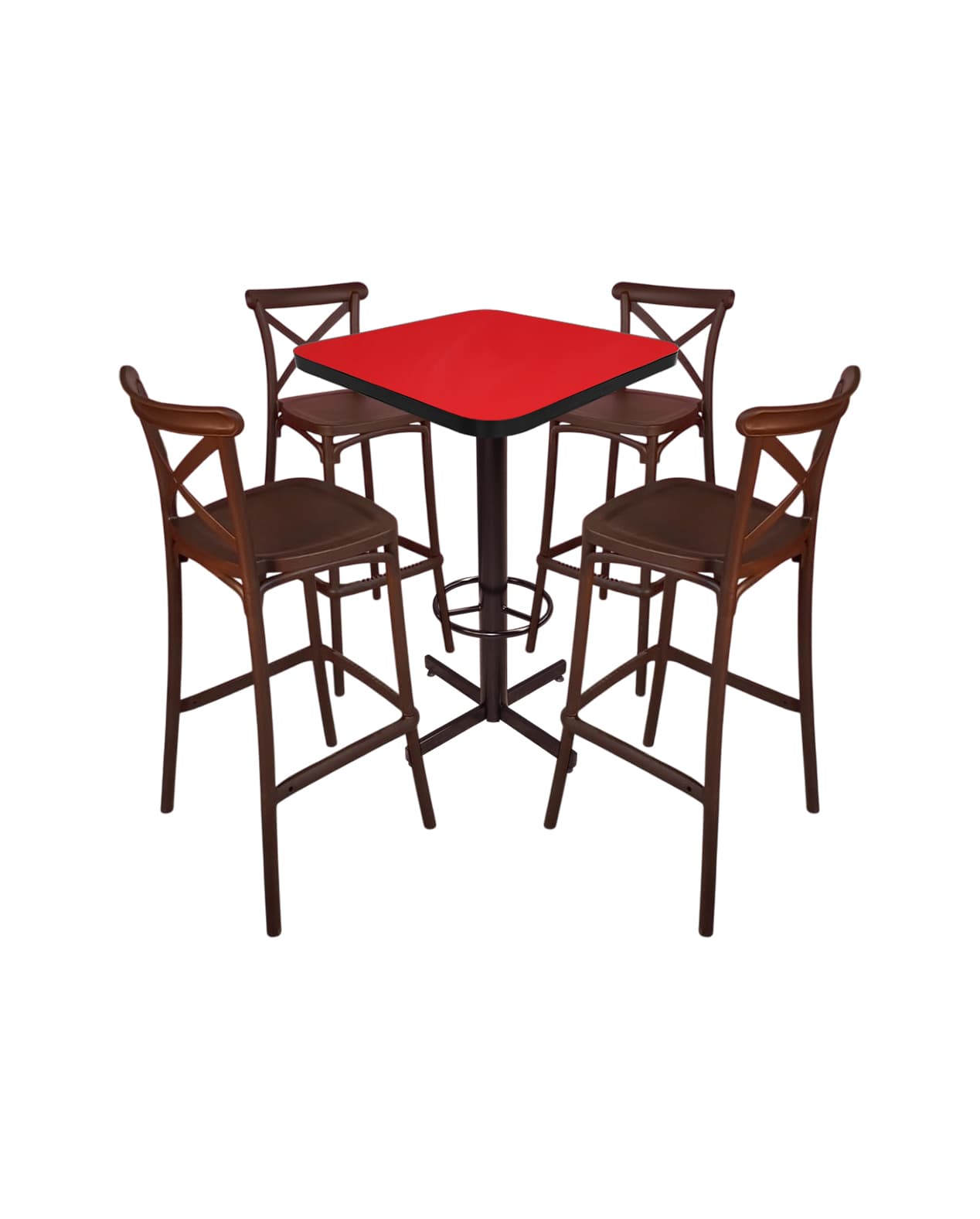 Conjunto Periquero Modelo Crossback Rojo Brillante - 4 bancos view 2