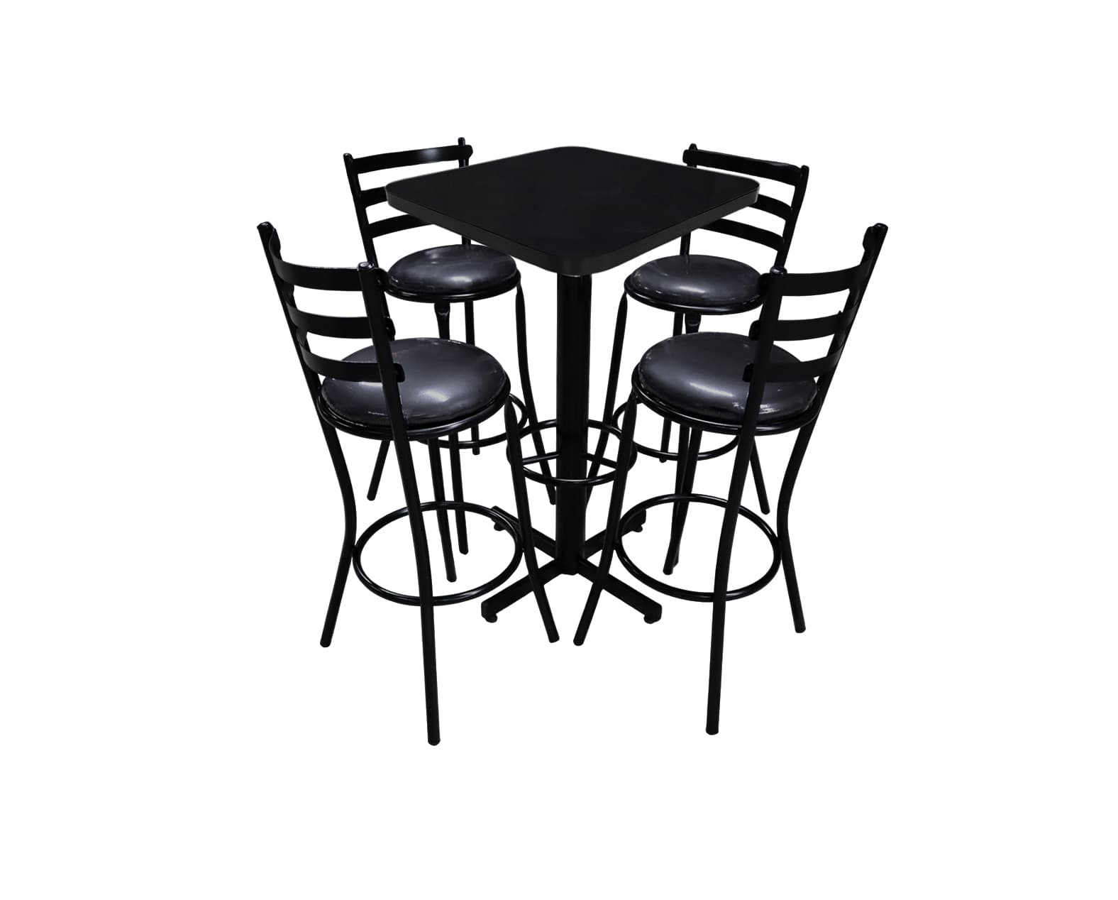 Conjunto Periquero Modelo Solera Negro Brillante  - 4 bancos