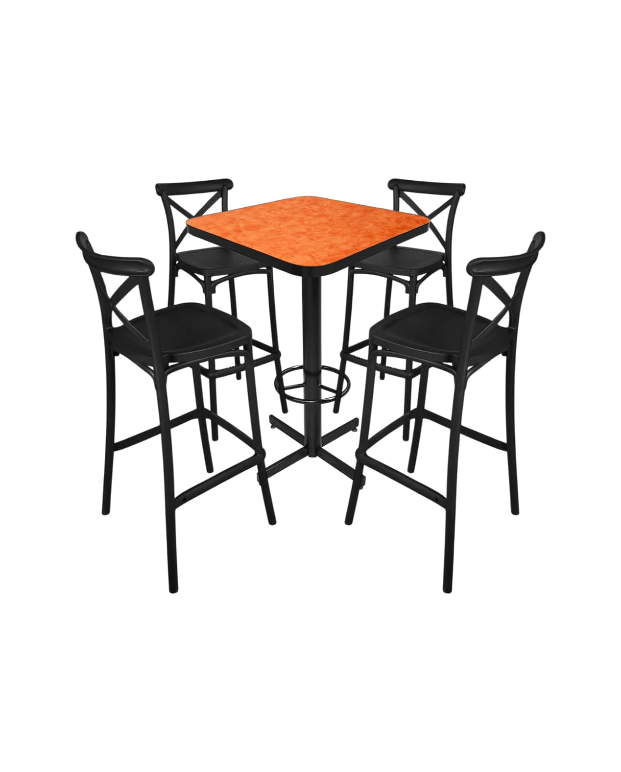 Conjunto Periquero Modelo Crossback Naranja Deslavado - 4 bancos