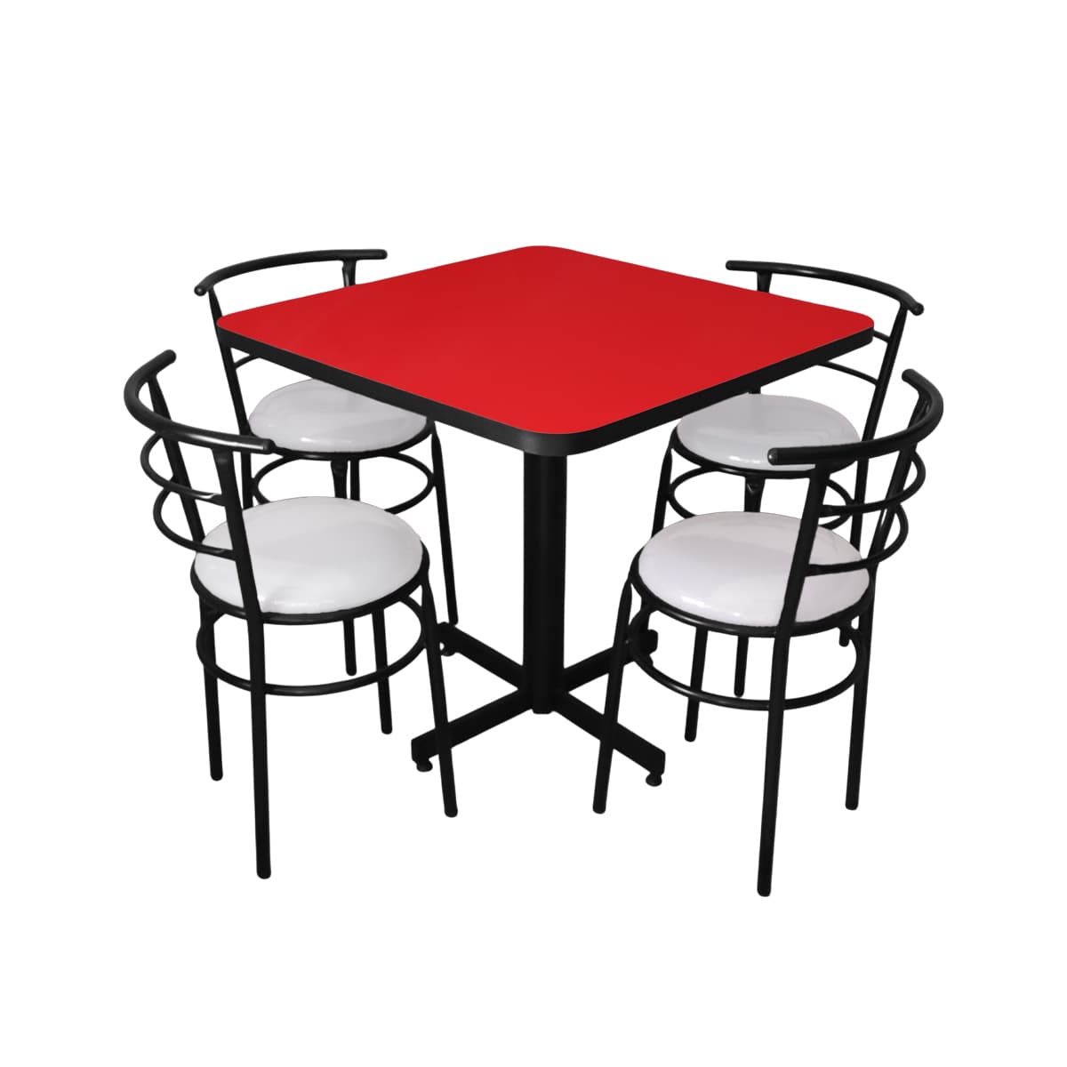 Conjunto Modelo Chabeli Rojo Liso Brillante - estándar 4 sillas