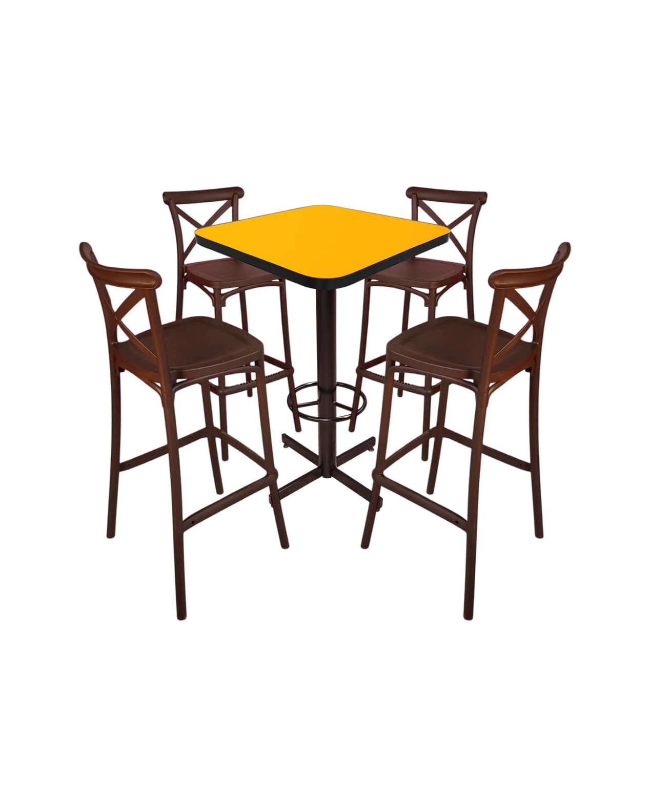 Conjunto Periquero Modelo Crossback Amarillo Liso- 4 bancos view 2