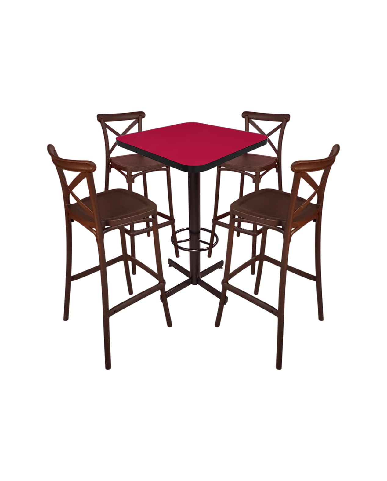 Conjunto Periquero Modelo Crossback Vino - 4 bancos view 2