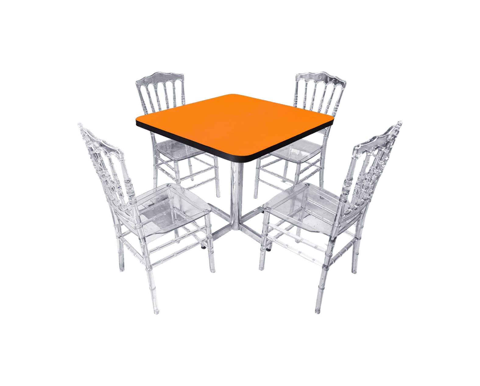 Conjunto Modelo Tiffany Naranja Liso Brillante - estándar 4 sillas