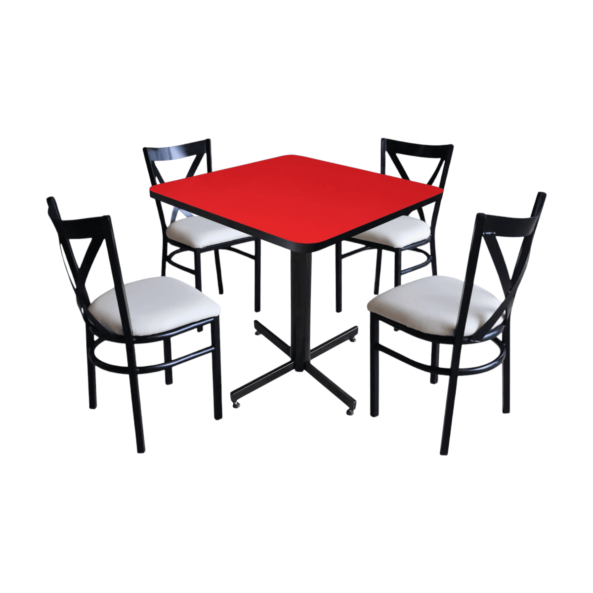 Conjunto Modelo Roma Rojo Liso Brillante - estándar 4 sillas view 13