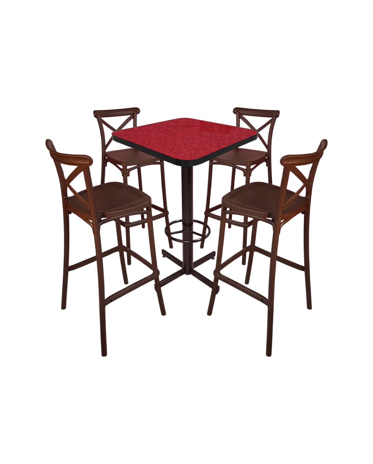 Conjunto Periquero Modelo Crossback Rojo Traventino - 4 bancos view 2