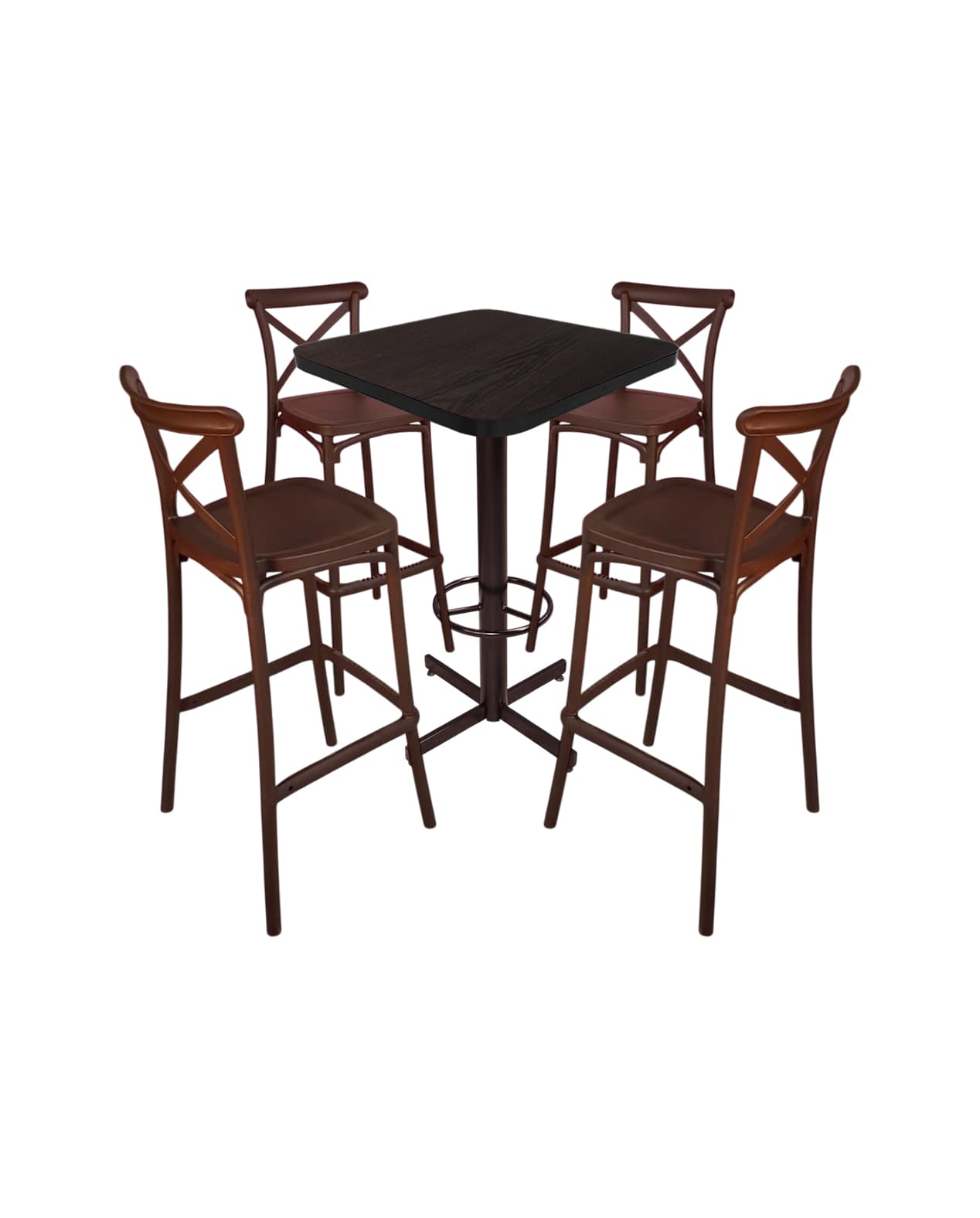 Conjunto Periquero Modelo Crossback Wengue - 4 bancos view 2
