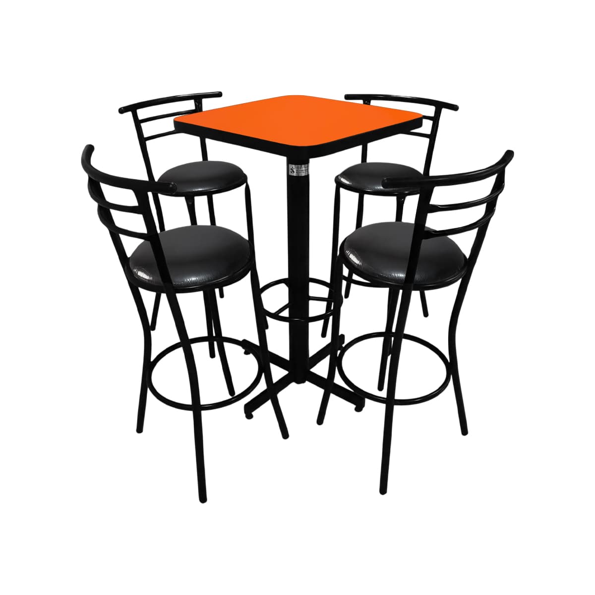 Conjunto Periquero Modelo Chabeli Naranja Liso - 4 bancos