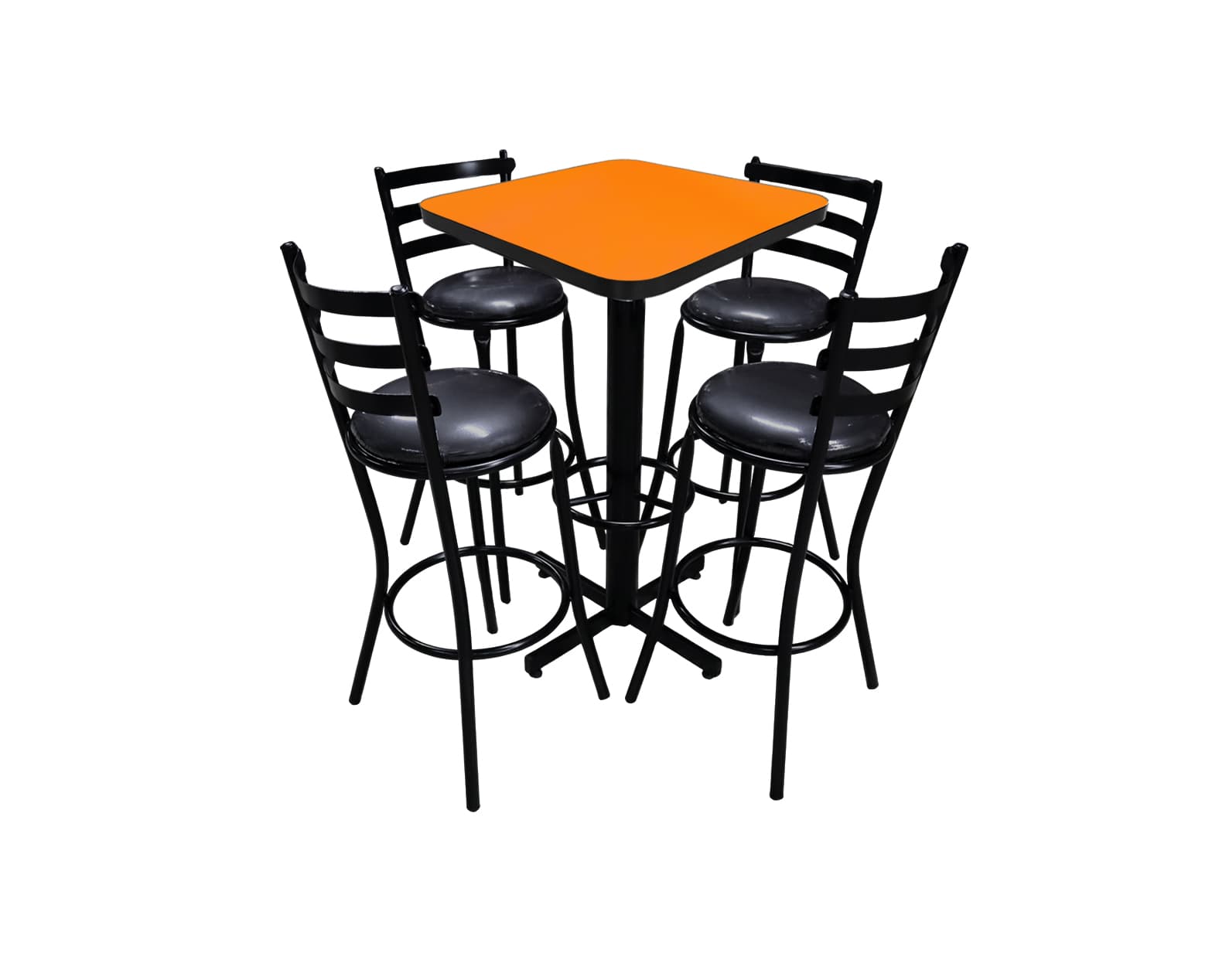 Conjunto Periquero Modelo Solera Naranja Liso Brillante  - 4 bancos