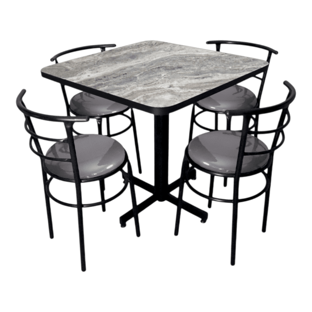 Conjunto Modelo Chabeli Marmol Gris - estándar 4 sillas