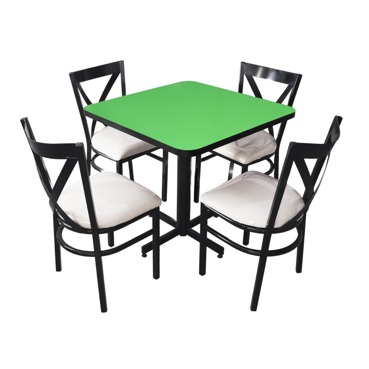 Conjunto Modelo Roma Verde Limón - estándar 4 sillas