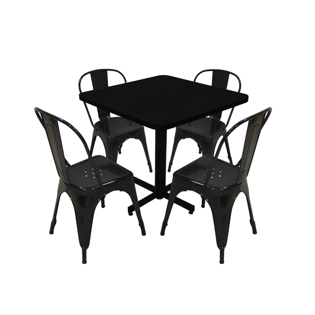 Conjunto Modelo Tolix Negro Brillante - estándar 4 sillas