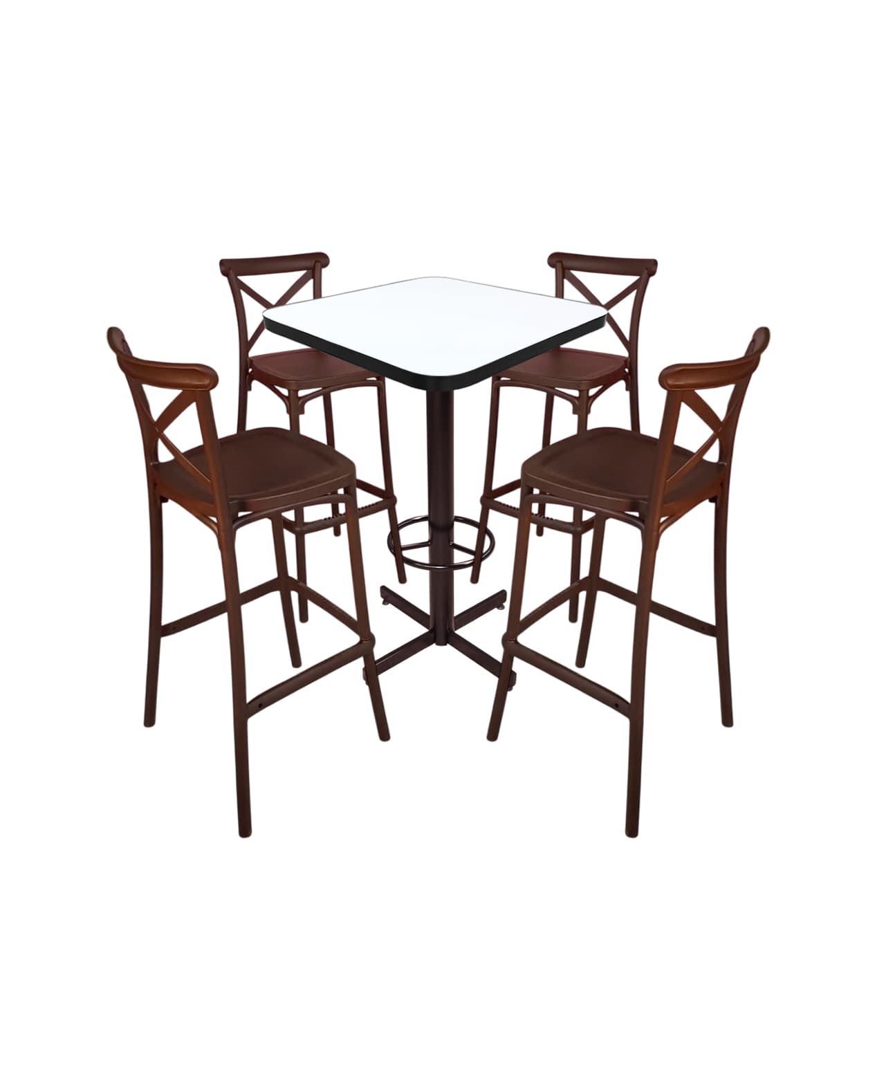 Conjunto Periquero Modelo Crossback Blanca - 4 bancos view 2