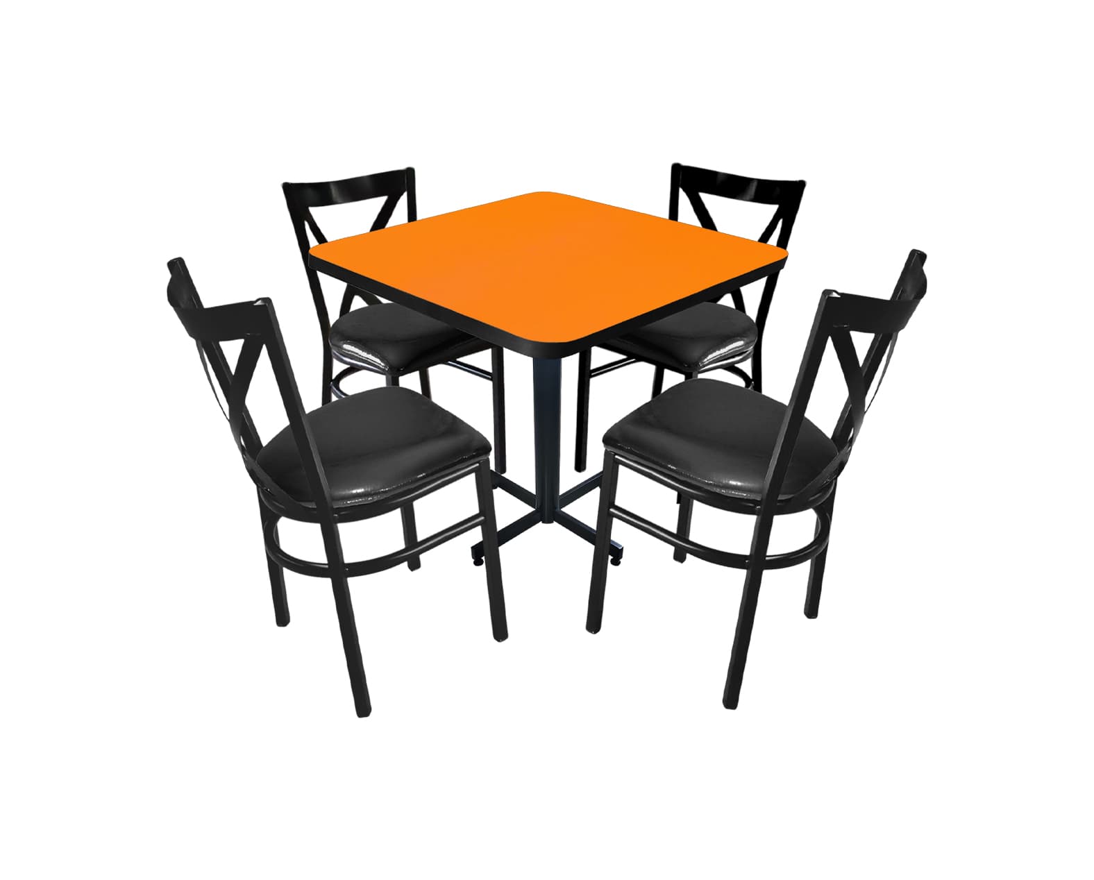 Conjunto Modelo Roma Naranja Liso - estándar 4 sillas