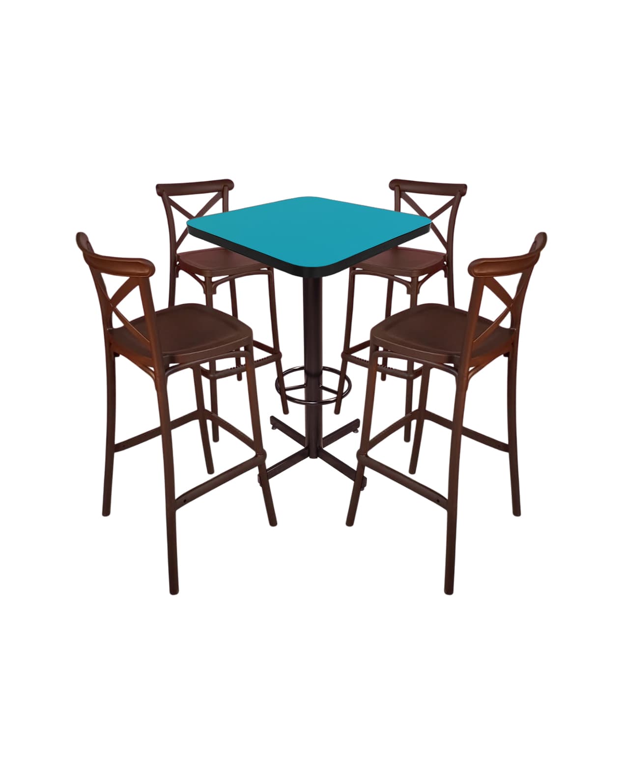 Conjunto Periquero Modelo Crossback Turquesa - 4 bancos view 2