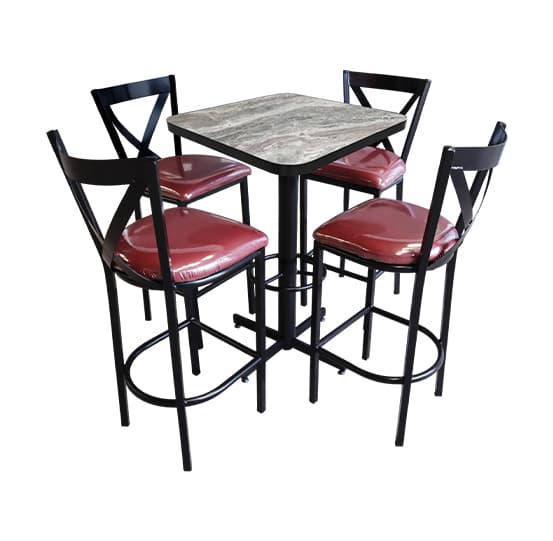 Conjunto Periquero Modelo Roma Marmol Gris - 4 bancos