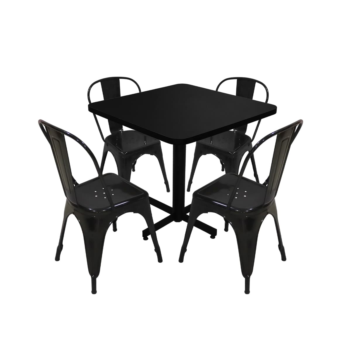 Conjunto Modelo Tolix Negro Mate - estándar 4 sillas