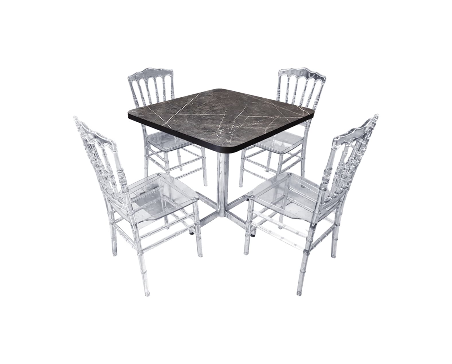 Conjunto Modelo Tiffany Gris Carrara - estándar 4 sillas