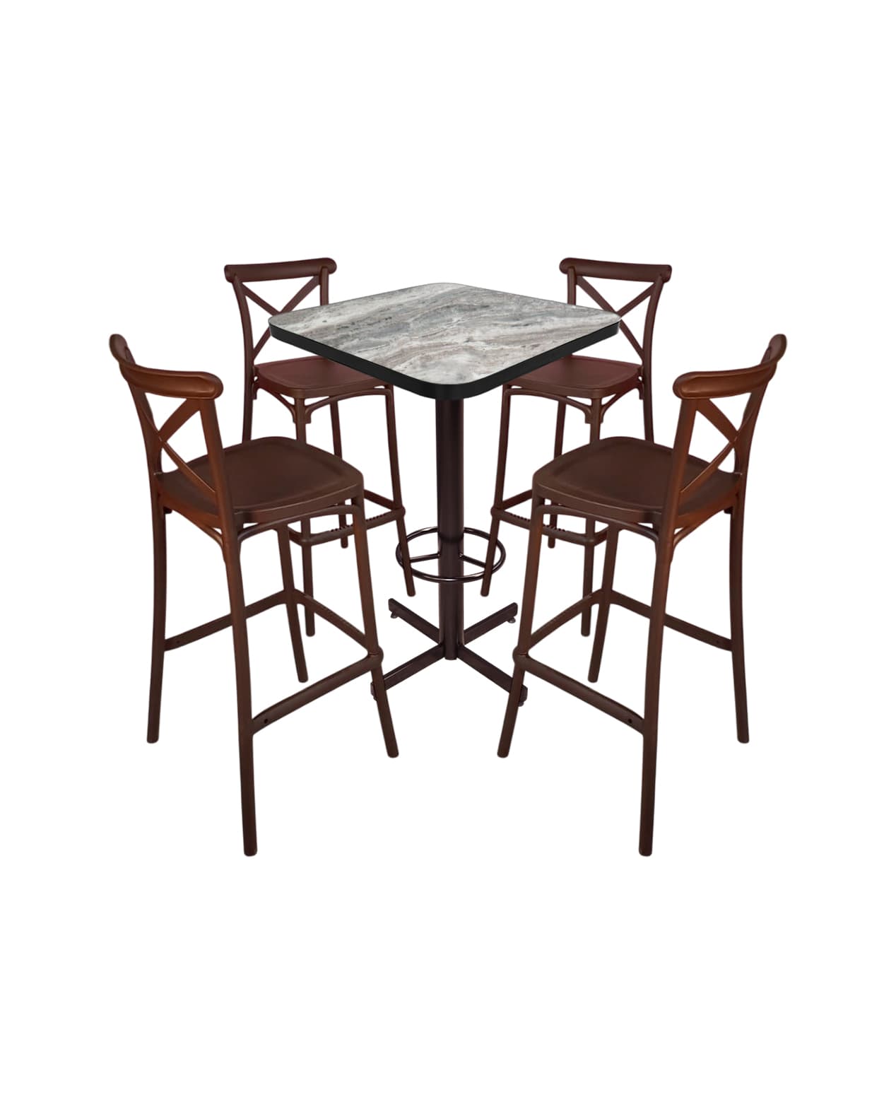 Conjunto Periquero Modelo Crossback Marmol Gris - 4 bancos view 2
