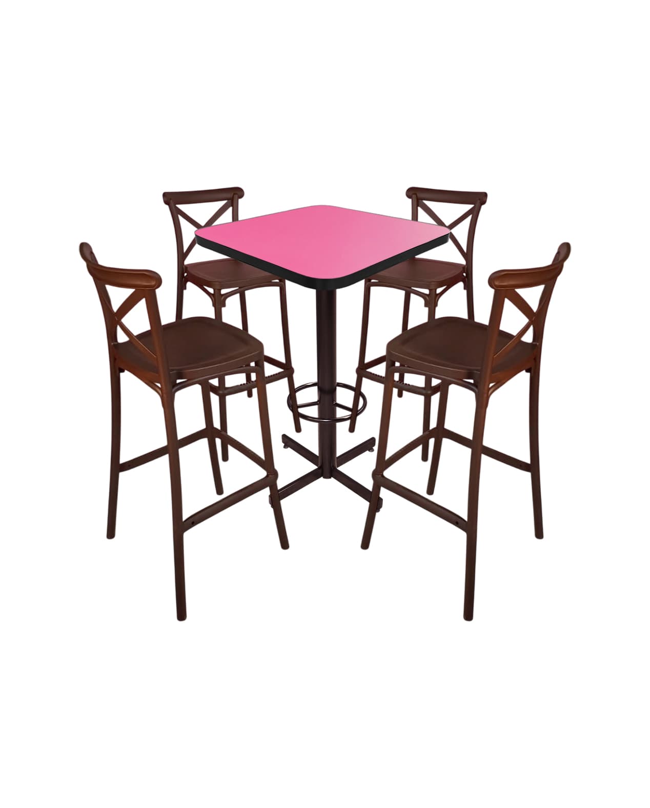 Conjunto Periquero Modelo Crossback Rosa Mate - 4 bancos view 2