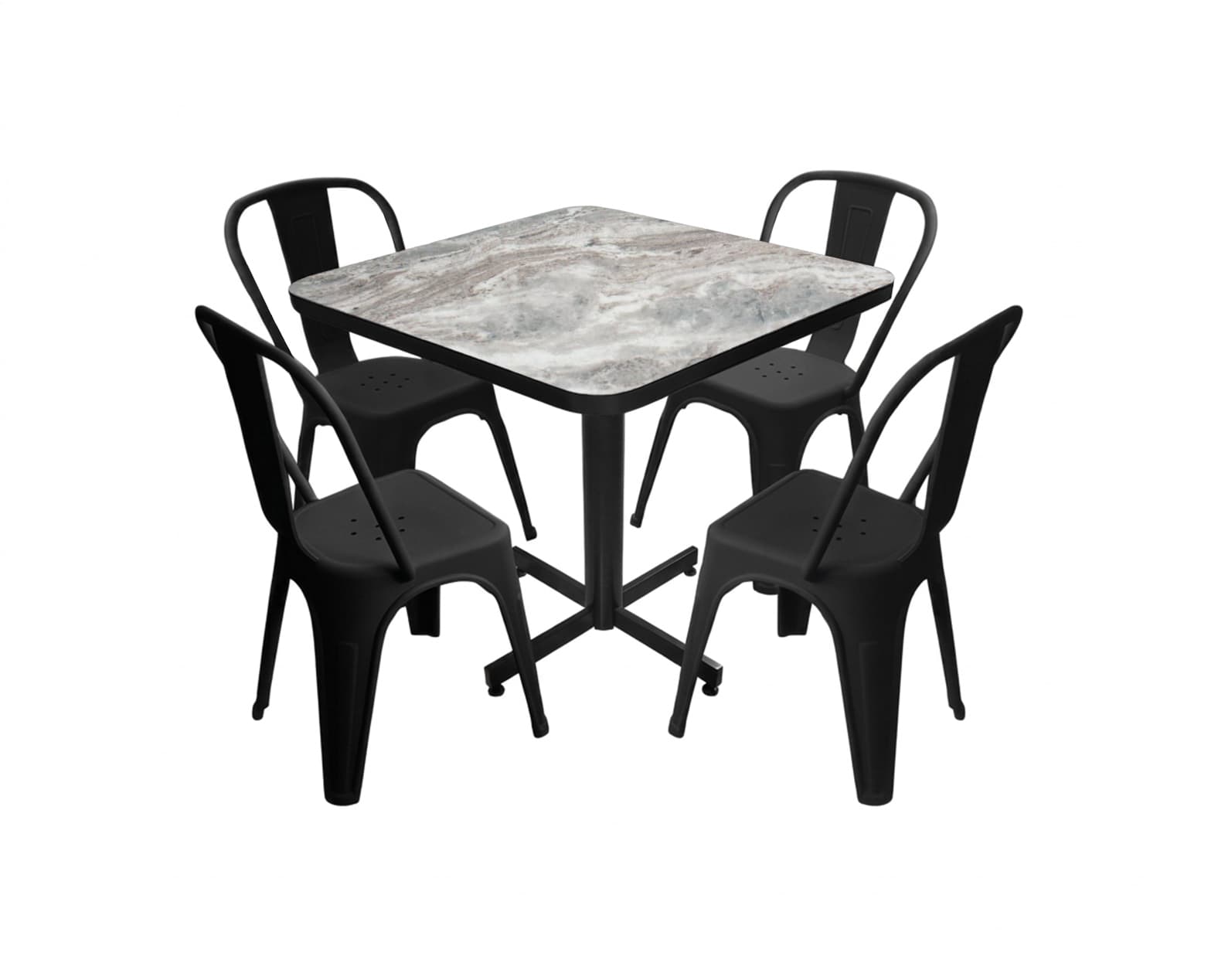 Conjunto Modelo Tolix Marmol Gris - estándar 4 sillas