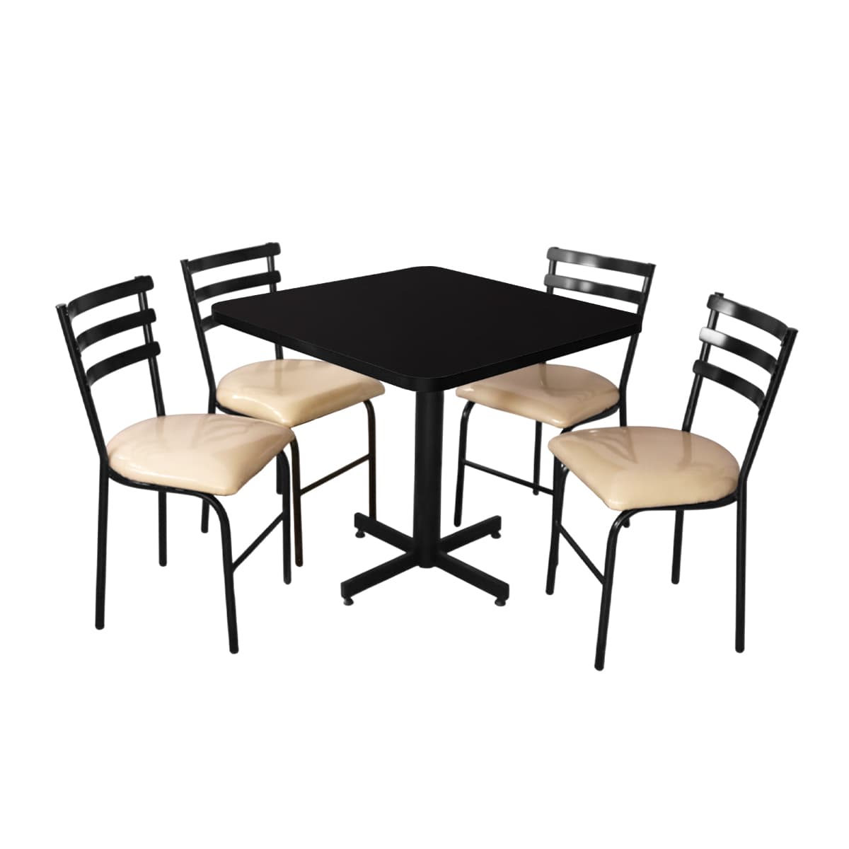 Conjunto Modelo Panda Negro Brillante - estándar 4 sillas