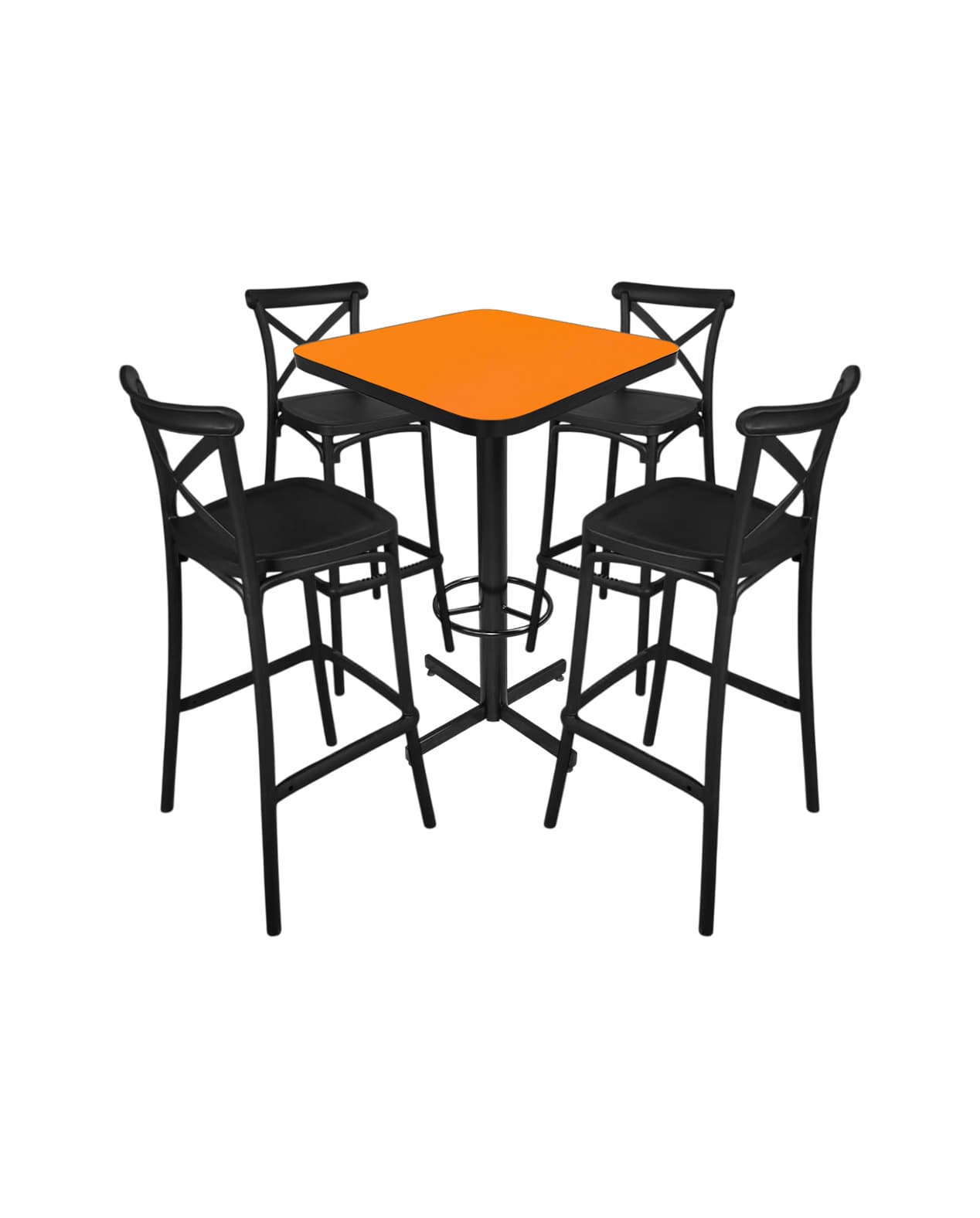 Conjunto Periquero Modelo Crossback Naranja Liso - 4 bancos