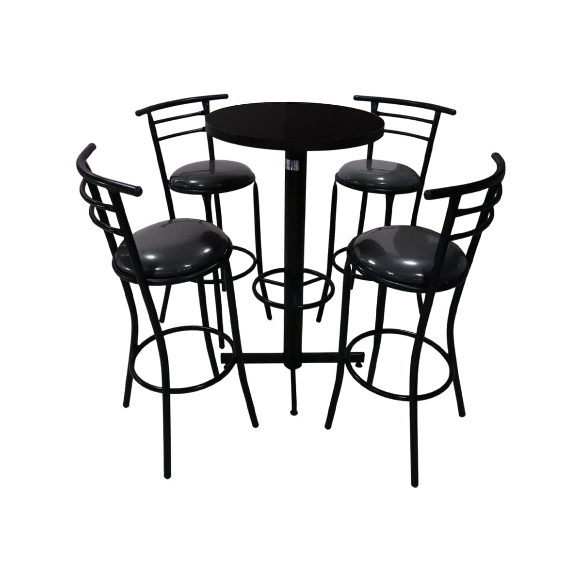 Conjunto Periquero Modelo Chabeli Negro Brillante - 4 bancos view 2