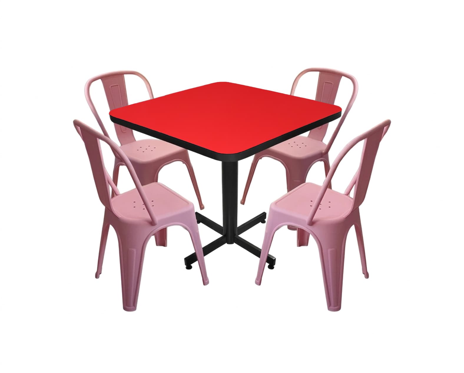 Conjunto Modelo Tolix Rojo Liso Brillante - estándar 4 sillas view 3