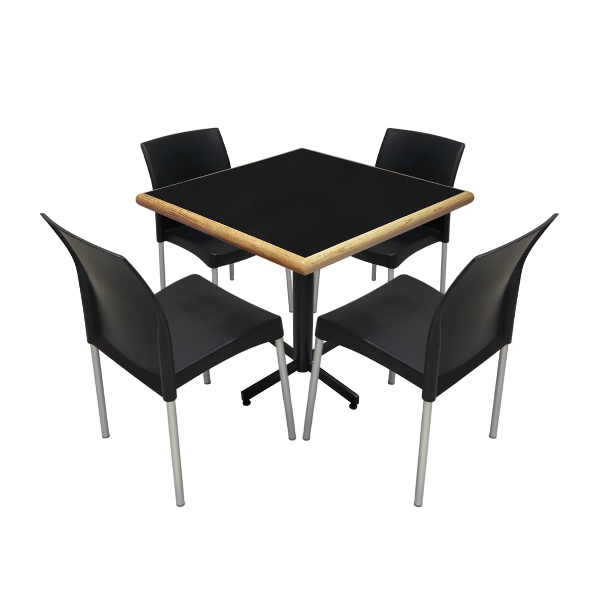 Conjunto Modelo Hit Negro Brillante - estándar 4 sillas