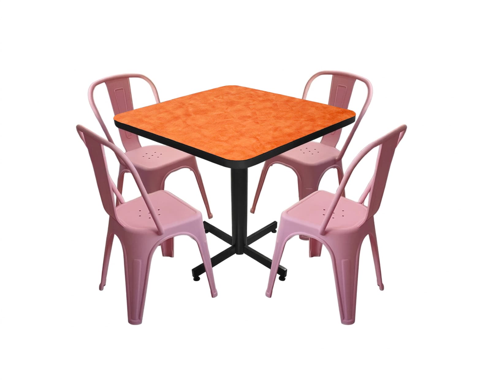 Conjunto Modelo Tolix Naranja Deslavado - estándar 4 sillas view 3