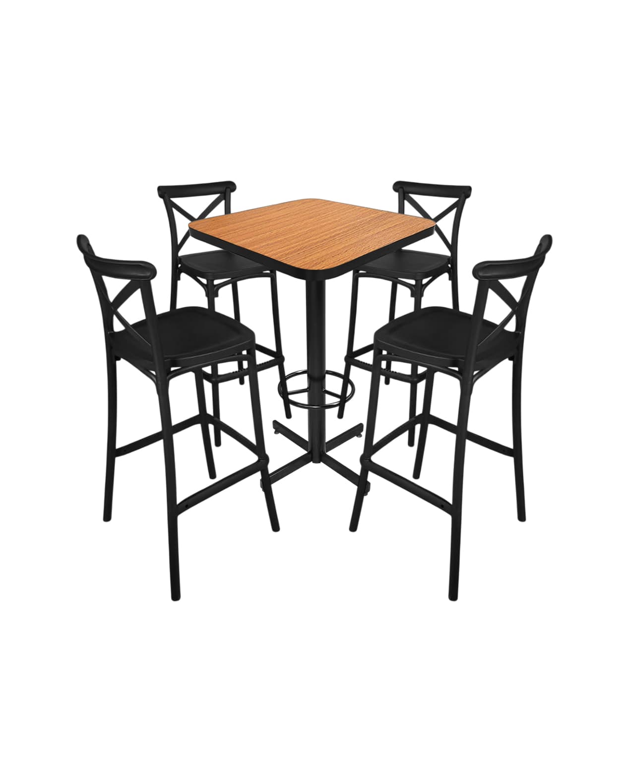 Conjunto Periquero Modelo Crossback Roble - 4 bancos