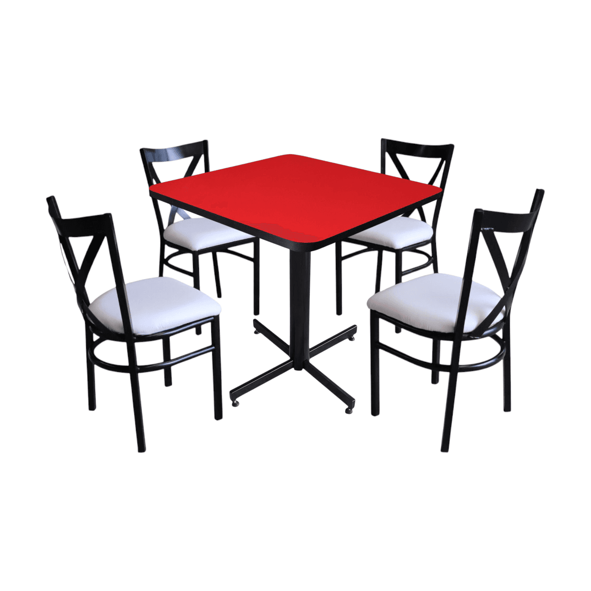 Conjunto Modelo Roma Rojo Liso Brillante - estándar 4 sillas view 17