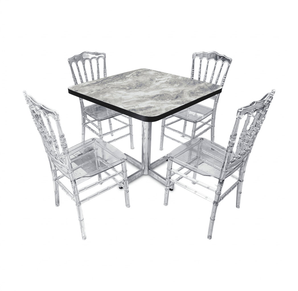 Conjunto Modelo Tiffany Marmol Gris - estándar 4 sillas