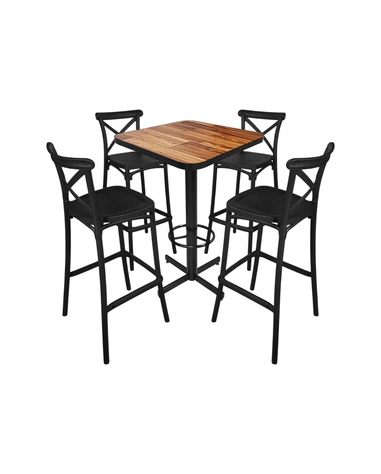 Conjunto Periquero Modelo Crossback Wood - 4 bancos