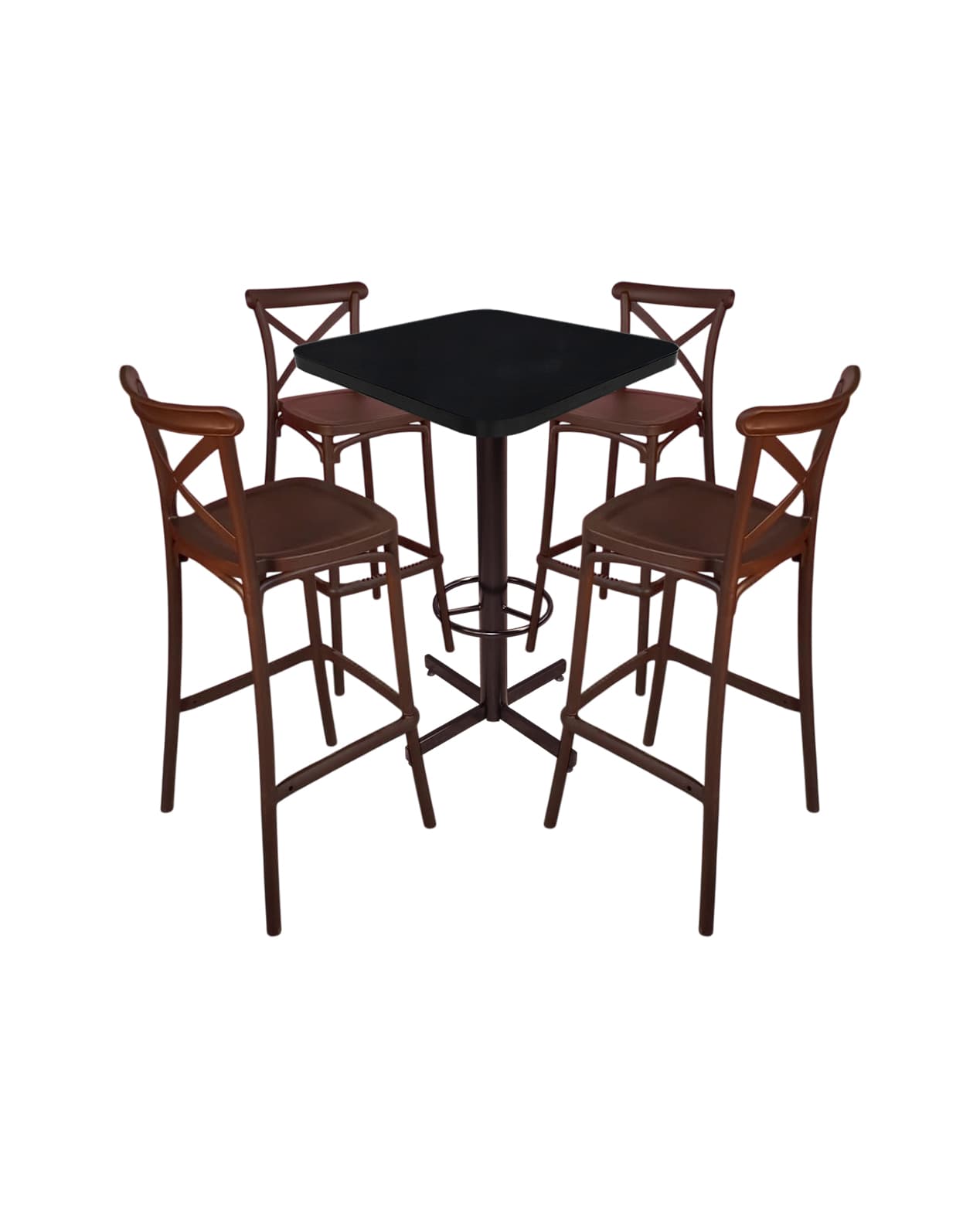 Conjunto Periquero Modelo Crossback Negro Brillante - 4 bancos view 2
