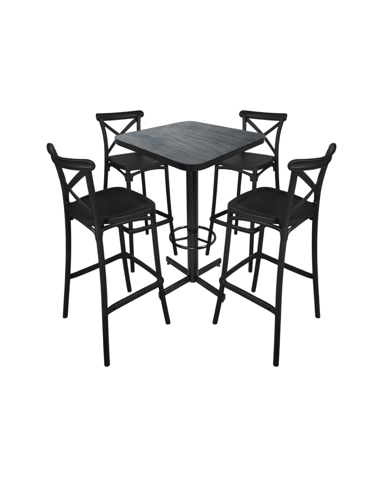 Conjunto Periquero Modelo Crossback Nogal Oscuro - 4 bancos