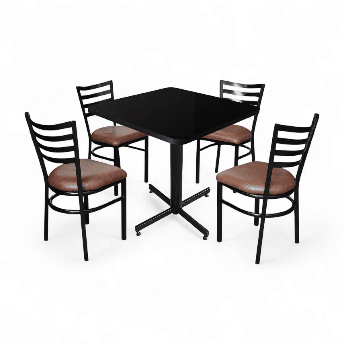 Conjunto Modelo Italia Negro Brillante - estándar 4 sillas