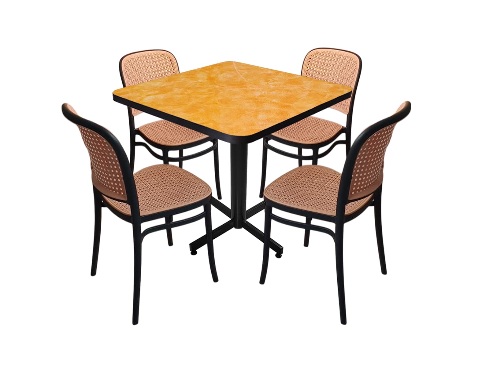 Conjunto Modelo Tulum Amarillo Deslavado - estándar 4 sillas