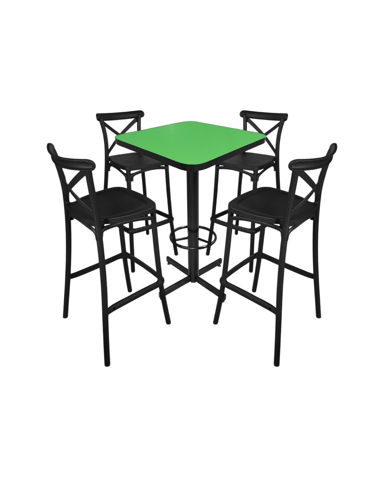 Conjunto Periquero Modelo Crossback Verde Limón - 4 bancos
