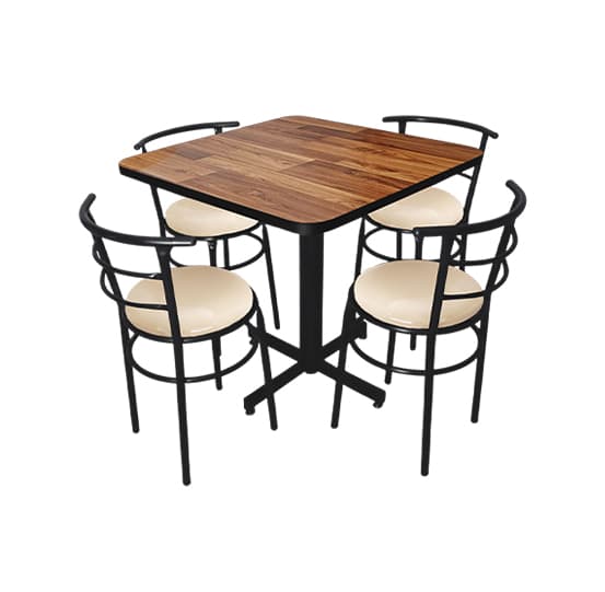 Conjunto Modelo Chabeli Wood - estándar 4 sillas